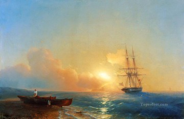 海の海岸の漁師 1852 ロマンチックなイワン・アイヴァゾフスキー ロシア Oil Paintings